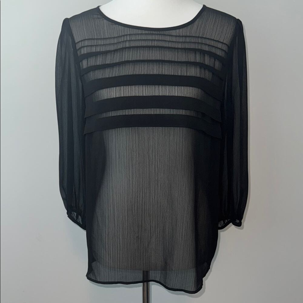 Loft Black Sheer Blouse Top Women's Medium